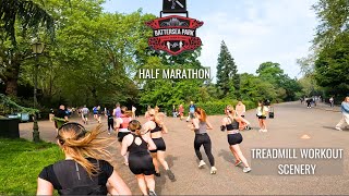 Sub150 Hour Half Marathon Treadmill Workout Scenery  BATTERSEA PARK LONDON  Virtual Run Walk [upl. by Stanfield]