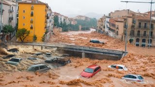 Malaga massive flooding Spain on high alert Storm DANA triggers tornado street submerged [upl. by Grubb]