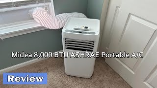 Midea 8000 BTU ASHRAE Portable Air Conditioner Review [upl. by Larimore]