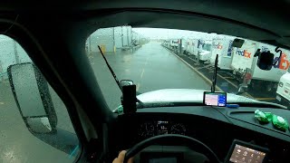 FEDEX LINEHAUL TRUCKING TO WEST COLUMBUS AND GETTING SOAKED IN THE RAIN [upl. by Ramedlav697]