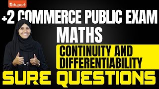 Plus Two Commerce Maths  Sure Questions  Continuity and Differentiability  Eduport Commerce [upl. by Ahtelat]