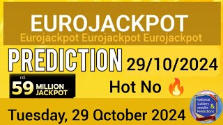 Eurojackpot Lottery Prediction For 29 October  TODAYS EUROJACKPOT 29102024 [upl. by Egin]