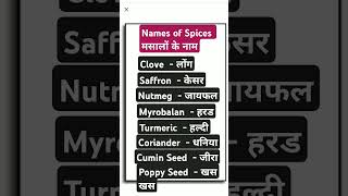 Spices Name मसालों के नाम  daily use words Vocabulary Build  improve your English  spices [upl. by Anerda]