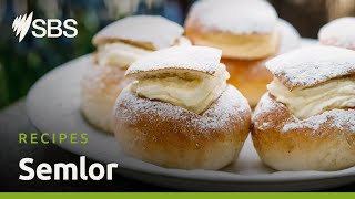 Swedish creamfilled cardamom buns semlor  SBS Food [upl. by Muns]