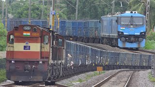 Beautiful CURVING FREIGHT Trains at MPS  Powerful Diesel vs Powerful Electric  Indian Railways [upl. by Bowman]