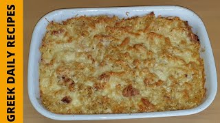 Σουφλέ ζυμαρικών με διάφορα τυριά  Pasta soufflé with various cheeses Greek daily recipes [upl. by Blackington]