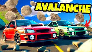 We Attempted to Escape a MASSIVE AVALANCHE in Cars BeamNG Drive Mods [upl. by Killen918]