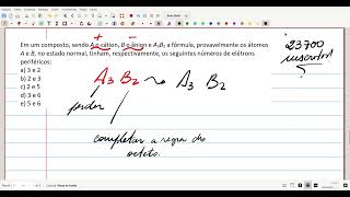 Em um composto sendo A o cátion B o ânion e A3B2 a fórmula provavelmente os átomos A e B no [upl. by Nedyah]