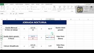 COMO CALCULAR LA JORNADA NOCTURNA EN EXCEL [upl. by Ilaw487]