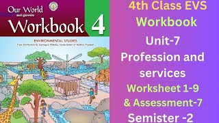 💐4th Class EVS Workbook Our World Sem2 Unit7 Profession and Services Worksheet 19 amp Assessment 7 [upl. by Ynttirb423]