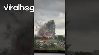 Onlookers Watch Lake Charles Building Implosion  ViralHog [upl. by Roby]