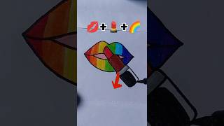 Satisfying creative painting 💋💄🌈Emoji Mixing painting coloring lips lipstick rainbow [upl. by Sachsse]