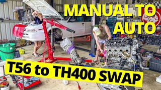 MANUAL TO AUTO SWAP  T56 to TH400  LS1 VL CALAIS PROJECT [upl. by Ardnasal]