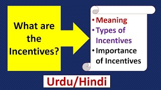 Incentives Meaning Types of incentives amp Importance of IncentivesUrduHindi [upl. by Adnicul]