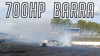 Stockys 700HP Barra powered S15 drift car blows the guards off on the burnout pad [upl. by Sum]