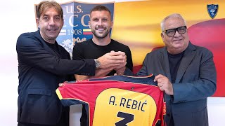 US Lecce Conferenza stampa di presentazione di Ante Rebić [upl. by Ahsenid829]