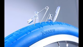 Puncture Proof Tires faceoff Tannus Mini Velo vs Schwalbe Marathon Plus [upl. by Damahom]