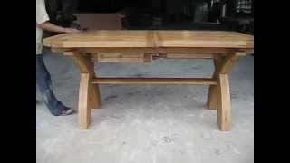 18  23  28m Double Butterfly Extending Country Oak X Leg Oval Ended Table  Top Furniture [upl. by Delsman]