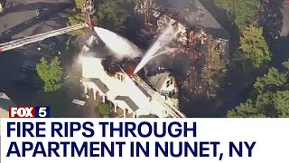 Fire rips through apartment complex in Nunet NY [upl. by Farman]