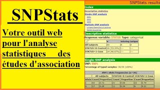 SNPStatscalcule des fréquences alléliques génotypiques EHW déséquilibre de liaison haplotypes [upl. by Nosnarb940]