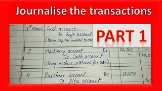 3 Part  1 Journalise the following transactions Class 11 [upl. by Averyl]