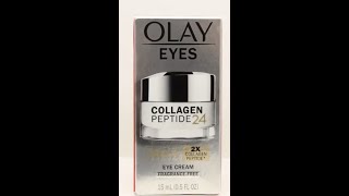 Olay Collagen Peptide 24 MAX Eye Cream  FragranceFree REVIEW [upl. by Drarrej]