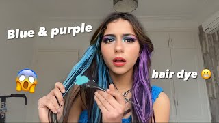 DYING MY HAIR BLUE amp PURPLE…  gone wrong [upl. by Frederica]