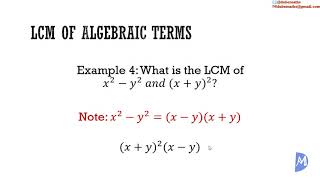 Lowest Common Multiple of Algebraic terms  Algebra [upl. by Clair]