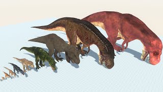 ALL TREX of Evolution VS All Dinosaurs Giant Tyrannosaur vs Triceratops [upl. by Mayram]