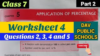 DAV class 7 maths chapter 5 Application of Percentage Worksheet 4 [upl. by Irmgard8]