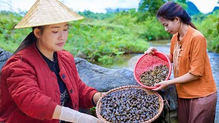 Dianxi Xiaoge is awesome  Catching snails to cook vermicelli soup for dinner with villagers [upl. by Murdock]