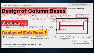 Problem 1 Design of Slab Base  Design of Column Bases  Design of Steel Structures [upl. by Hennahane]