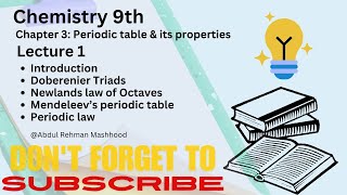 INTRODUCTION OF PERIODIC TABLE AND ITS PROPERTIES  CHAPTER NO 3  CLASS 9TH CHEMISTRY  LECTURE 1 [upl. by Nakada]