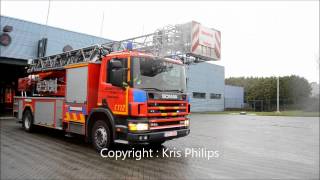 Brandweer Zaventem Uitruk ladderwagen  Fire department responding code 3 with ladder truck [upl. by Eliak285]