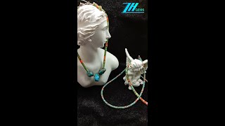 Natural turquoise heishi beads and orange spiny oyster roundle beads pendant choker 202404070408 [upl. by Latea]