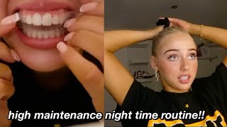 High Maintenance Night Routine tan teeth whitening the LOT [upl. by Enelaj]