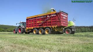 Claas jaguar et 3 tracteurs Fendt à lensilage dherbes  Vital Laschet amp fils [upl. by Newfeld193]