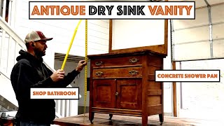 Built A Concrete Shower Pan Correctly Made An Antique Dry Sink Vanity Shop Bathroom [upl. by Cacilie]