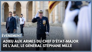 Adieu aux armes du chef détat major de lAAE le général Stéphane Mille [upl. by Isabea]