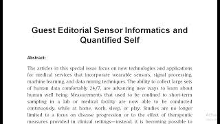 Guest Editorial Sensor Informatics and Quantified Self [upl. by Ettelegna]