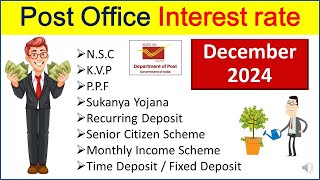 Post Office December 2024 Interest Rate  Latest Interest Rate Post Office Fixed Deposite [upl. by Taylor]