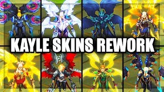 All Kayle Skins Spotlight Rework 2019 Aether Wing Pentakill Riot Transcended League of Legends [upl. by Dupre142]