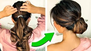 ★ 3 ❌ 2MINUTE HOLIDAY UPDO HAIRSTYLES 2017 ❌ with PUFF EASY EVERYDAY BUNS FOR LONG MEDIUM HAIR [upl. by Norre]