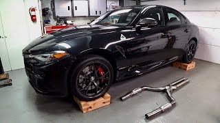 Alfa Romeo Giulia Quadrifoglio X Pipe Exhaust Install with Sound Demo [upl. by Natsyrk492]