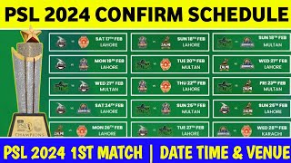 PSL 2024 Confirm Schedule  PSL Date amp Time And Venue  Pakistan Super league 2024 [upl. by Lower]