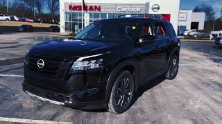 2024 Nissan Pathfinder SL Deep Ocean Blue Pearl Exterior  review from a dealership in a snow storm [upl. by Lenoj789]