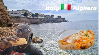 African in Italy 🇮🇹 Alghero cuisine pizza sardinia [upl. by Aikym832]