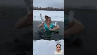 Kaka she’s so fun ice water mermaid fishing lake icequeen winter dance kpop trending [upl. by Enalda]