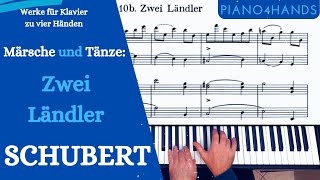 F Schubert  Zwei Ländler for Piano 4 hands D61810b [upl. by Attem557]