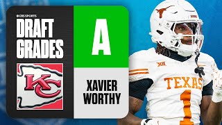 2024 NFL Draft Grades Chiefs select Xavier Worthy No 28 Overall  CBS Sports [upl. by Annayar164]